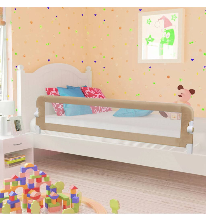 Barrière de sécurité de lit d'enfant Taupe 180x42 cm Polyester | Mobilier & Déco