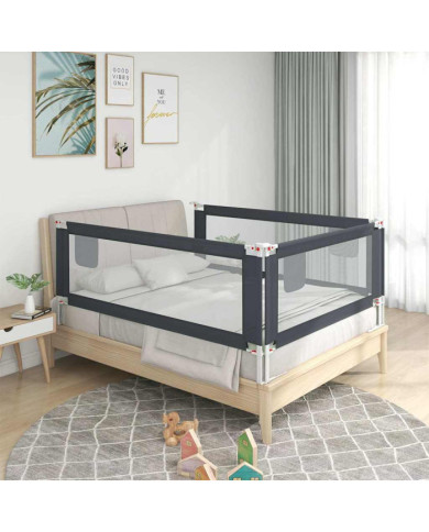 Barrière de sécurité de lit d'enfant Gris foncé 180x25 cm Tissu | Mobilier & Déco