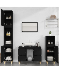 Ensemble de meubles salle de bain 3 pcs noir bois d'ingénierie | Mobilier & Déco