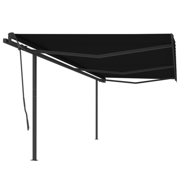 Auvent automatique rétractable avec poteaux 6x3,5 m Anthracite | Mobilier & Déco