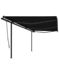 Auvent automatique rétractable avec poteaux 6x3,5 m Anthracite | Mobilier & Déco