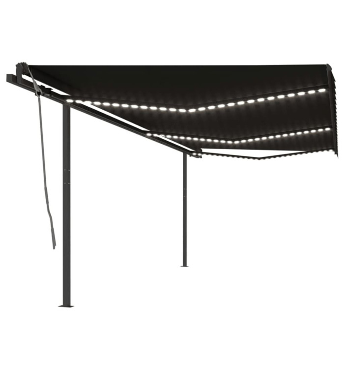 Auvent automatique et capteur de vent et LED 6x3,5 m Anthracite | Mobilier & Déco