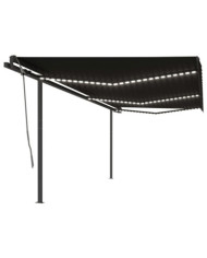 Auvent automatique et capteur de vent et LED 6x3,5 m Anthracite | Mobilier & Déco