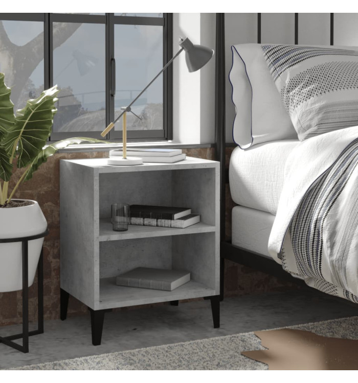 Table de chevet avec pieds en métal gris béton 40x30x50 cm | Mobilier & Déco