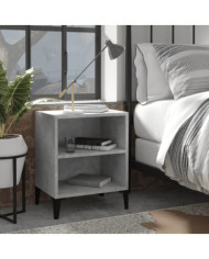 Table de chevet avec pieds en métal gris béton 40x30x50 cm | Mobilier & Déco