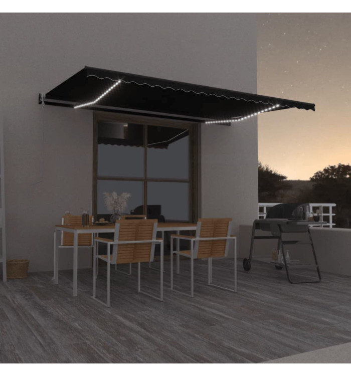 Auvent automatique capteur de vent et LED 500x350 cm Anthracite | Mobilier & Déco