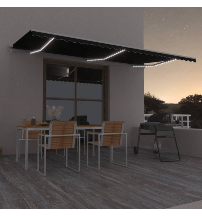 Auvent automatique capteur de vent et LED 600x350 cm Anthracite | Mobilier & Déco
