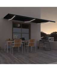 Auvent automatique capteur de vent et LED 600x350 cm Anthracite | Mobilier & Déco
