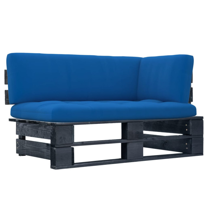 Canapé d'angle palette de jardin noir bois de pin imprégné | Mobilier & Déco