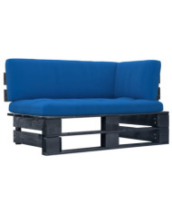 Canapé d'angle palette de jardin noir bois de pin imprégné | Mobilier & Déco