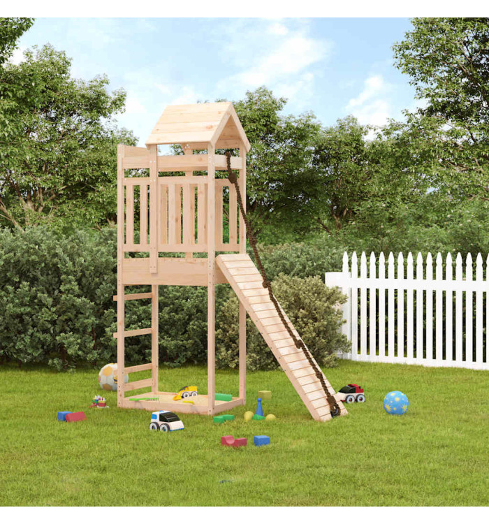 Maisonnette de jeu avec mur d'escalade bois massif de pin | Mobilier & Déco