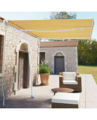 Auvent manuel rétractable sur pied 350x250 cm Jaune/blanc | Mobilier & Déco