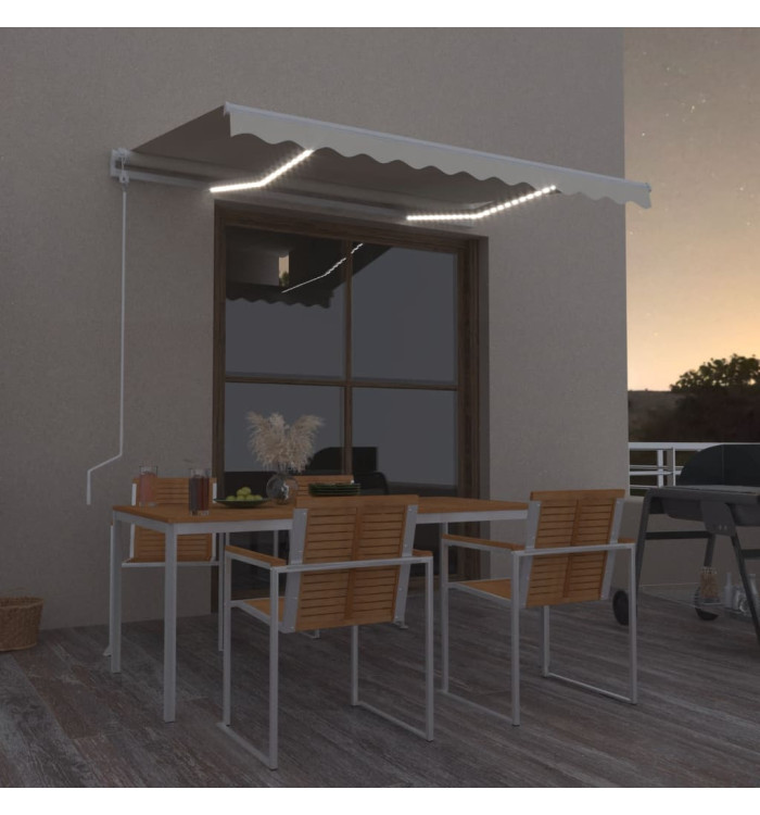 Auvent automatique avec capteur de vent et LED 350x250 cm Crème | Mobilier & Déco