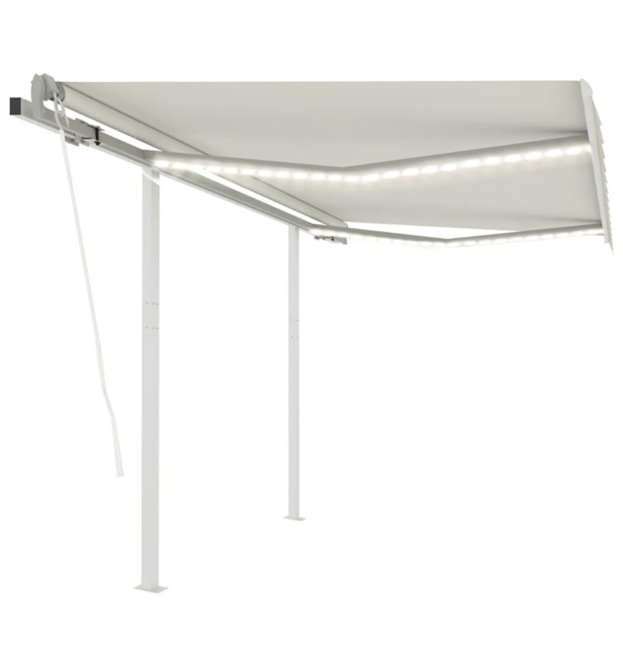 Auvent automatique avec capteur de vent et LED 3,5x2,5 m Crème | Mobilier & Déco