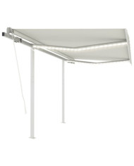 Auvent automatique avec capteur de vent et LED 3,5x2,5 m Crème | Mobilier & Déco