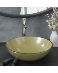 Lavabo de bain avec robinet et drain à poussoir Verre trempé | Mobilier & Déco