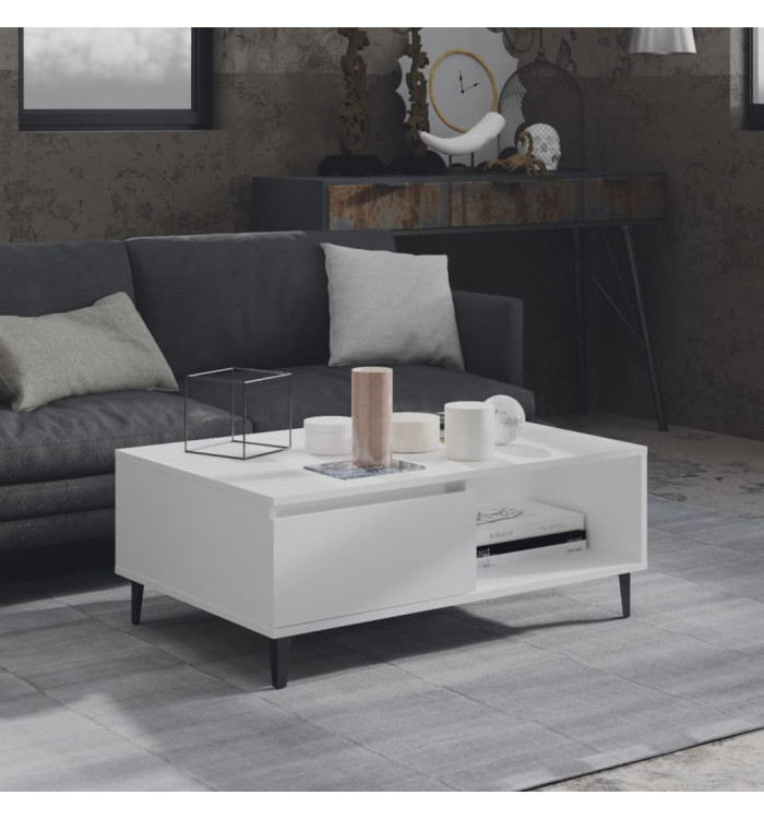Table basse blanc 90x60x35 cm bois d'ingénierie | Mobilier & Déco