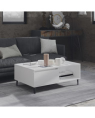 Table basse blanc 90x60x35 cm bois d'ingénierie | Mobilier & Déco