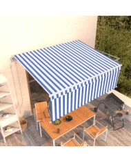 Auvent automatique rétractable avec store 4x3 m Bleu et blanc | Mobilier & Déco
