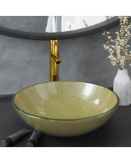 Lavabo de bain avec robinet et drain à poussoir Verre trempé | Mobilier & Déco