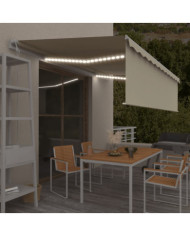 Auvent automatique store capteur de vent et LED 5x3 m Crème | Mobilier & Déco