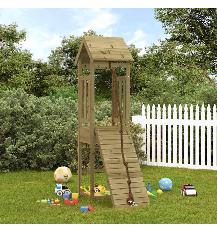 Maisonnette de jeu avec mur d'escalade bois de pin imprégné | Mobilier & Déco