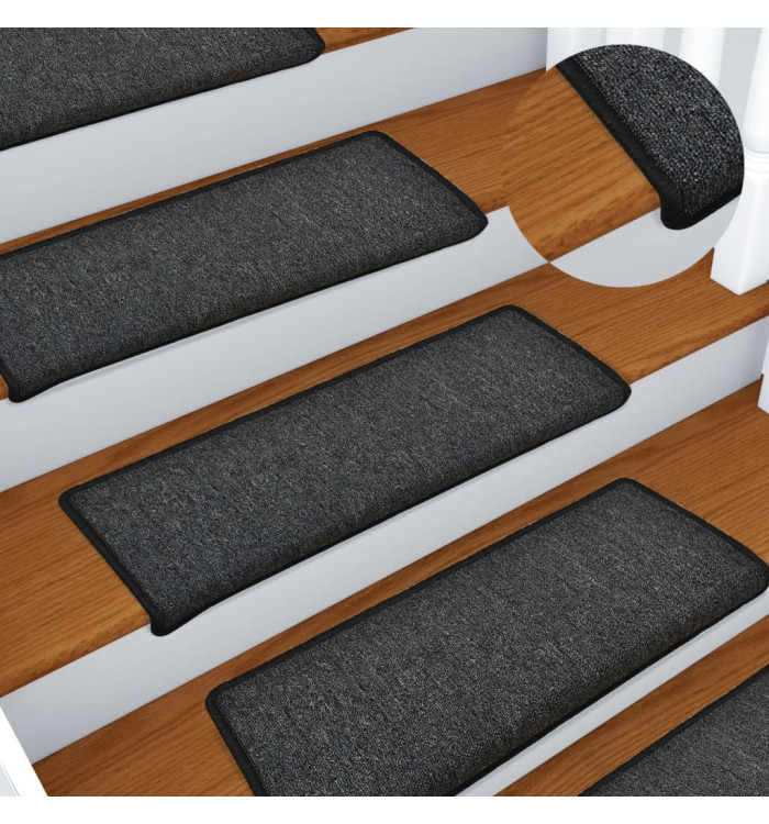 Tapis d'escalier 15 pcs 65x21x4 cm Anthracite | Mobilier & Déco