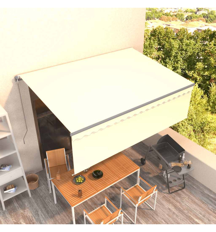 Auvent manuel rétractable avec store 4,5x3 m Crème | Mobilier & Déco