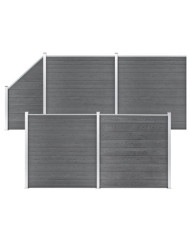 Ensemble de clôture WPC 4 Carré + 1 Incliné 792 x 186 cm Gris | Mobilier & Déco
