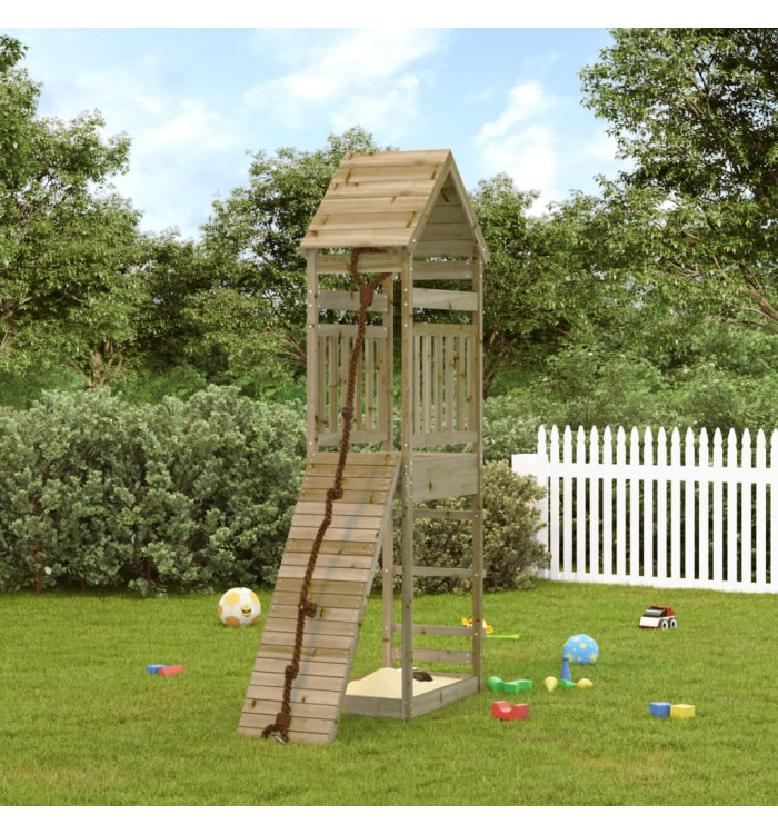 Maisonnette de jeu avec mur d'escalade bois de pin imprégné | Mobilier & Déco