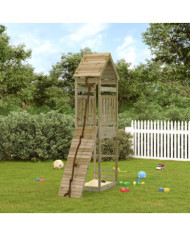 Maisonnette de jeu avec mur d'escalade bois de pin imprégné | Mobilier & Déco