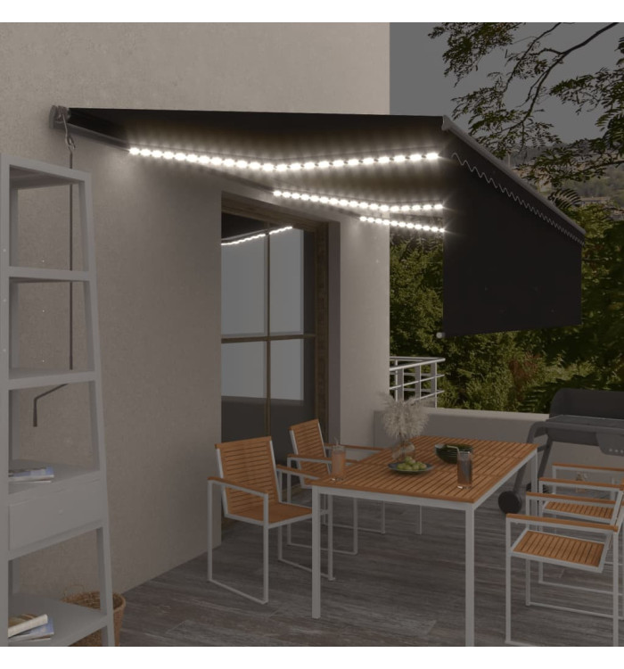 Auvent automatique store capteur de vent/LED 6x3 m Anthracite | Mobilier & Déco