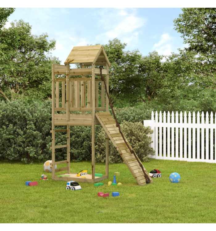 Maisonnette de jeu avec mur d'escalade bois de pin imprégné | Mobilier & Déco