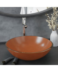 Lavabo de bain avec robinet et drain à poussoir Verre trempé | Mobilier & Déco