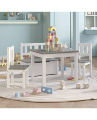 Ensemble de table et chaises enfants 4 pcs Blanc et gris MDF | Mobilier & Déco