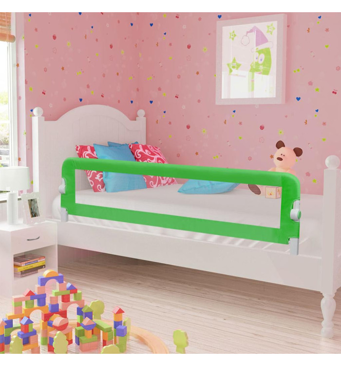 Barrière de sécurité de lit d'enfant Vert 120x42 cm Polyester | Mobilier & Déco