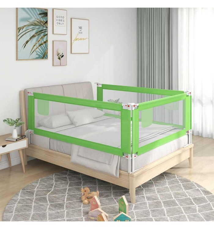 Barrière de sécurité de lit d'enfant Vert 160x25 cm Tissu | Mobilier & Déco