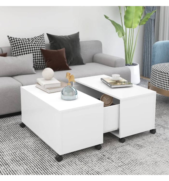 Table basse blanc 75x75x38 cm bois d'ingénierie | Mobilier & Déco
