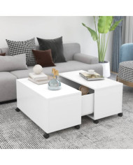 Table basse blanc 75x75x38 cm bois d'ingénierie | Mobilier & Déco
