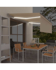 Auvent manuel rétractable avec store et LED 4,5x3 m Crème | Mobilier & Déco