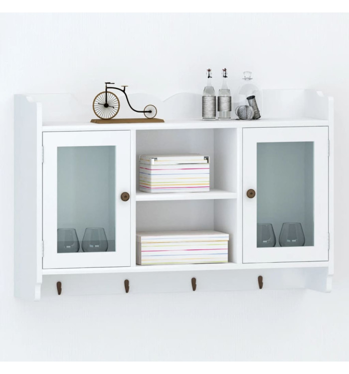 Vitrine murale avec étagère de Livre / DVD / Verre en MDF Blanc | Mobilier & Déco