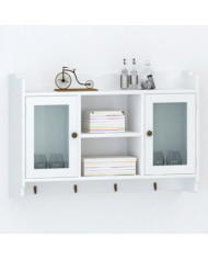 Vitrine murale avec étagère de Livre / DVD / Verre en MDF Blanc | Mobilier & Déco