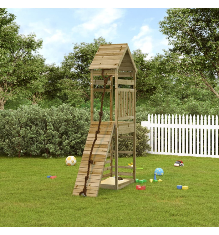 Maisonnette de jeu avec mur d'escalade bois de pin imprégné | Mobilier & Déco