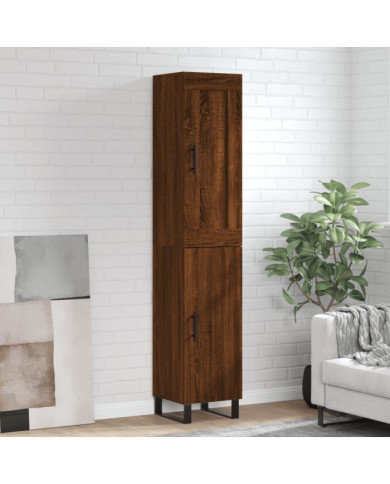 Buffet haut Chêne marron 34,5x34x180 cm Bois d'ingénierie | Mobilier & Déco