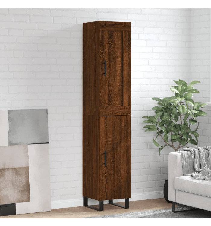 Buffet haut Chêne marron 34,5x34x180 cm Bois d'ingénierie | Mobilier & Déco