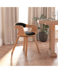 Chaise à manger Noir Bois courbé et similicuir | Mobilier & Déco