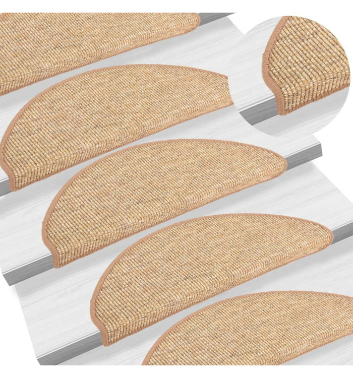 Tapis d'escalier auto-adhésifs 15 pcs Marron clair 65x21x4 cm | Mobilier & Déco