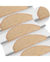 Tapis d'escalier auto-adhésifs 15 pcs Marron clair 65x21x4 cm | Mobilier & Déco