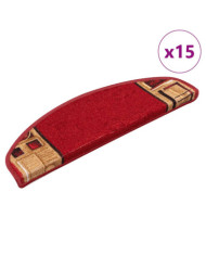 Tapis d'escalier autocollants 15 pcs Rouge 65x21x4 cm | Mobilier & Déco
