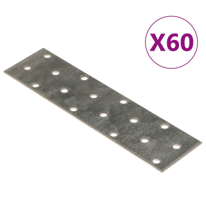 Plaques perforées 60 pcs 2 mm 160x40 mm acier galvanisé | Mobilier & Déco